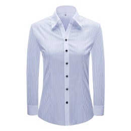 Group Made-to-Order Solid Color Women's Long Sleeve Shirts Online Order Slim Fit V-Neck Striped Shirts Staff Uniform Shirts Wholesaler 30% Cotton 22% Tencel CHENSHANG YW3006 SKR043 Group Made-to-Order Solid Color Women's Long Sleeve Shirts Online Order Slim Fit V-Neck Striped Shirts Staff Uniform Shirts Wholesaler 30% Cotton 22% Tencel CHENSHANG YW3006 SKR043